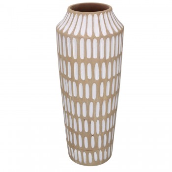 Vaso ceramica sabbia bianco tondo cmø14h33
