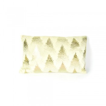 Cuscino in Velluto Bianco con Alberi Champagne