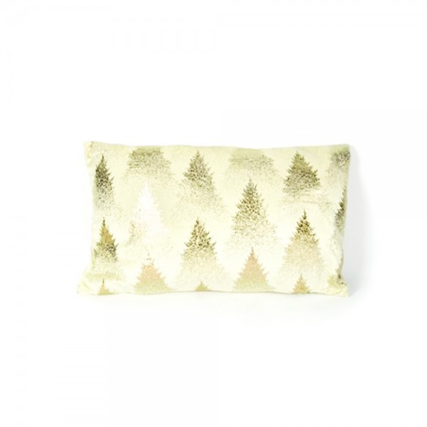 Cuscino in Velluto Bianco con Alberi Champagne
