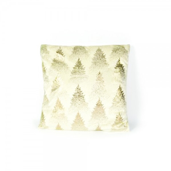 Cuscino in Velluto Bianco con Alberi Champagne
